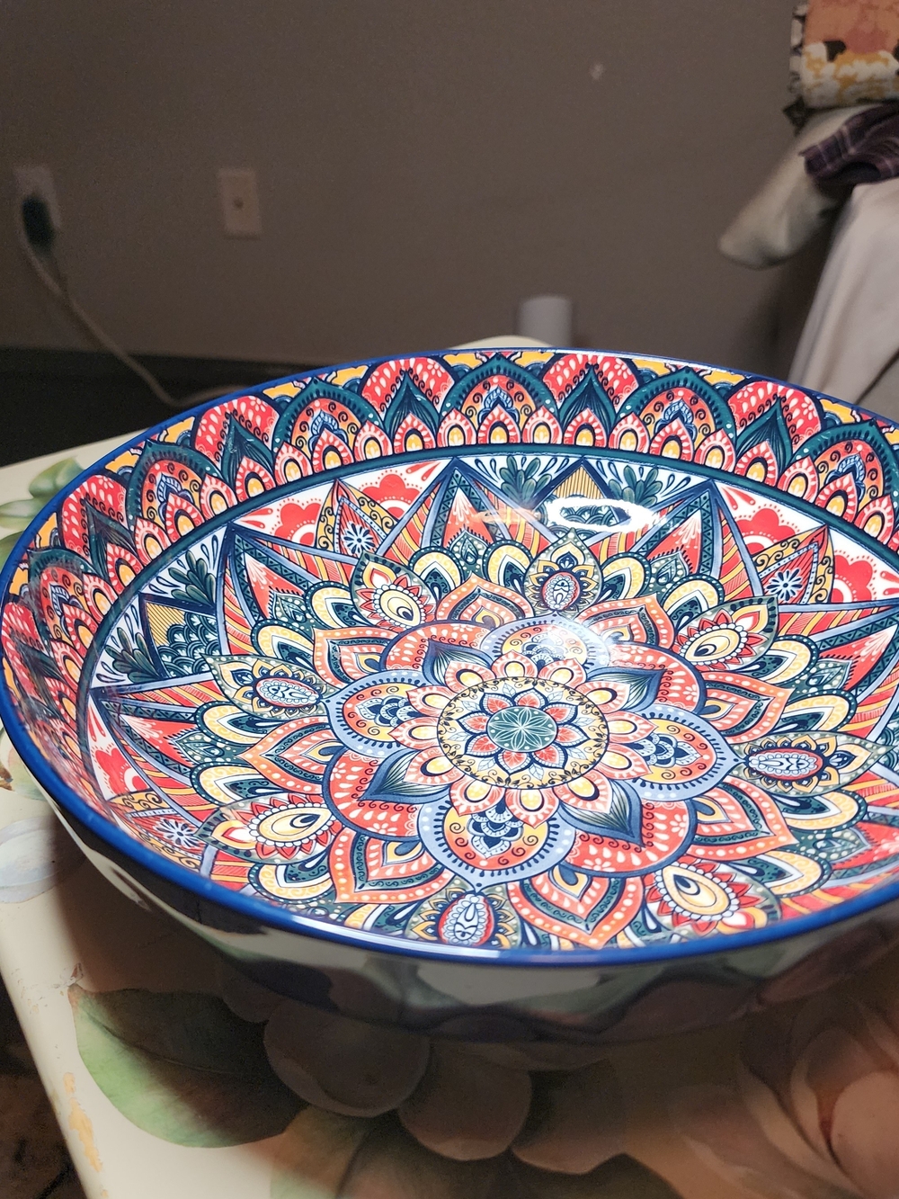 Colorful Mandala Ceramic Serving Bowl